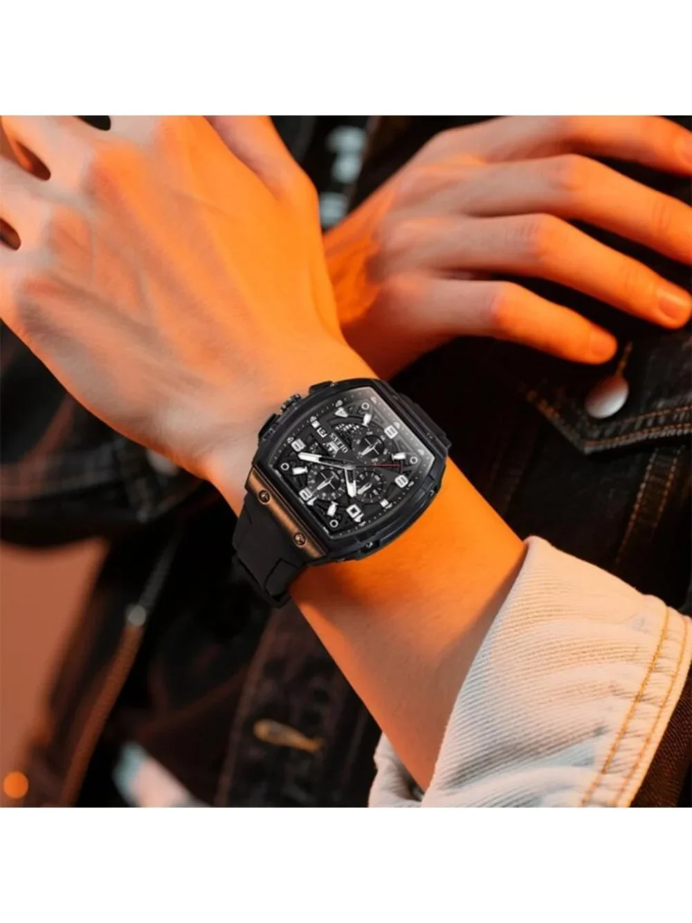 Luxury Large Face Men's Chronograph Watch | Waterproof Silicone Strap Gift Idea